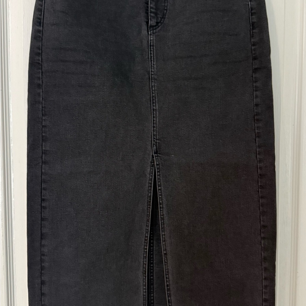 LOFT Black Maxi Denim Skirt